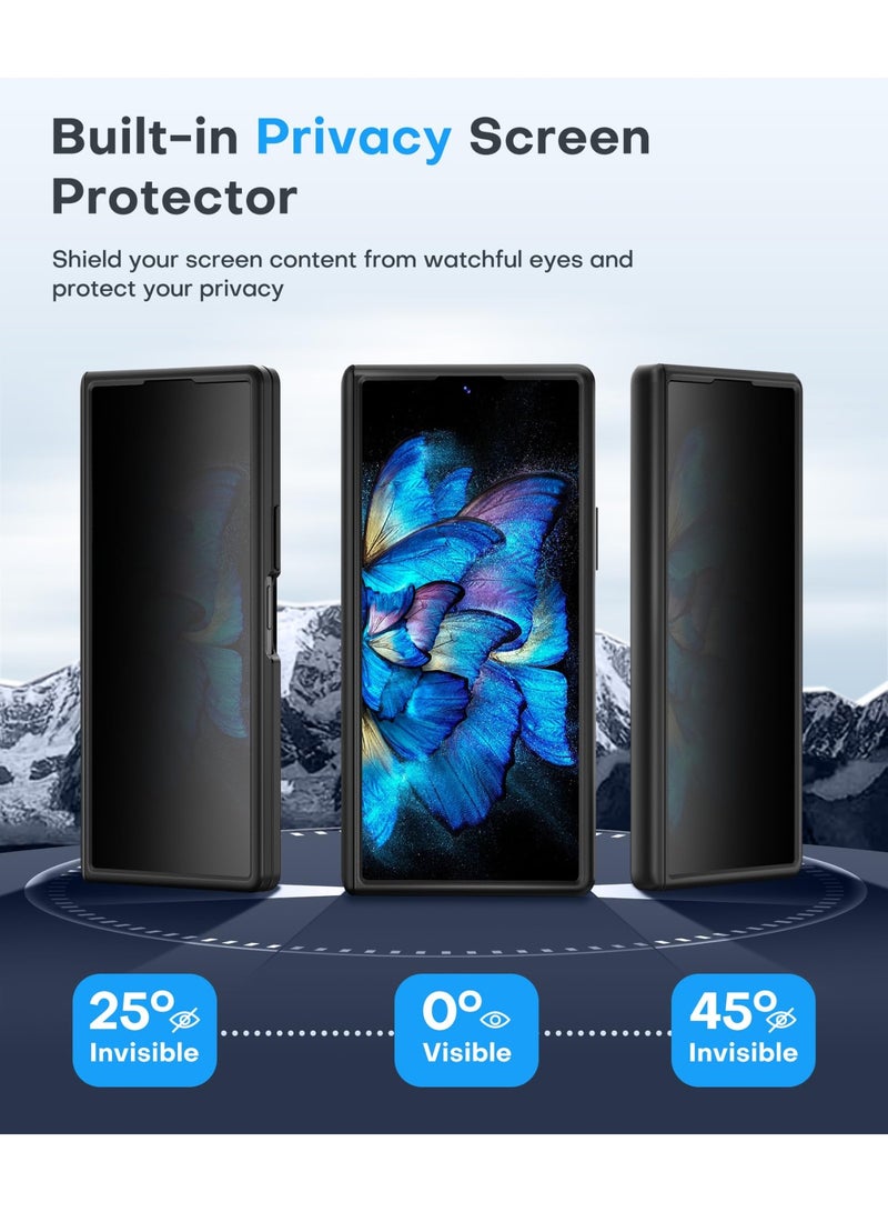 بيرفي جراب لهاتف سامسونج جالاكسي زد فولد 7 مع واقي شاشة خصوصية، متوافق مع MagSafe، مضاد للتجسس، مزوّد بحامل مخفي مدمج، حماية كاملة للجهاز، نحيف ومقاوم للصدمات، جراب لهاتف زد فولد 7، أسود. - Image 3